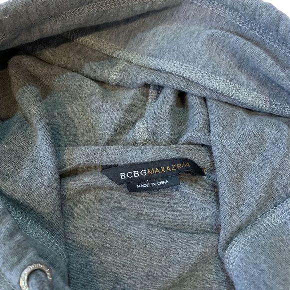 bcbg max azria gray zip up hooded rhinestone studded track jacket - Picture 3 of 7